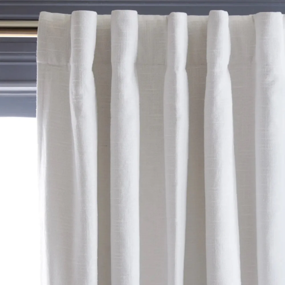 NWOT QUINCE 48x108 Cotton Slub Room Darkening Curtain White 8520
